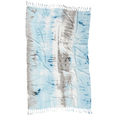 Tie dye Turkish towel shibori pattern on fouta fabric. Watercolor painted beach towel isolated on white background.