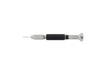 Mini Hand Drill, Pin Vise with drill bits isolated on white background with clipping path.