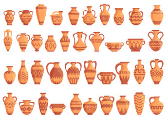Amphora icons set. Cartoon set of amphora vector icons for web design - obrazy, fototapety, plakaty