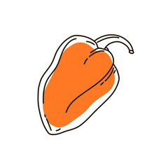 Bulgarian pepper outline on a white background. Icon. Vector illustration.