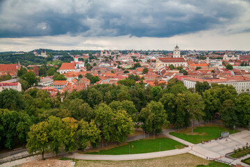 aerial view of the Old town in Vilnius