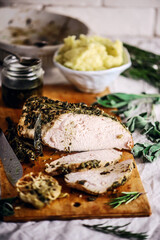 Roll from a turkey with pesto and cheese