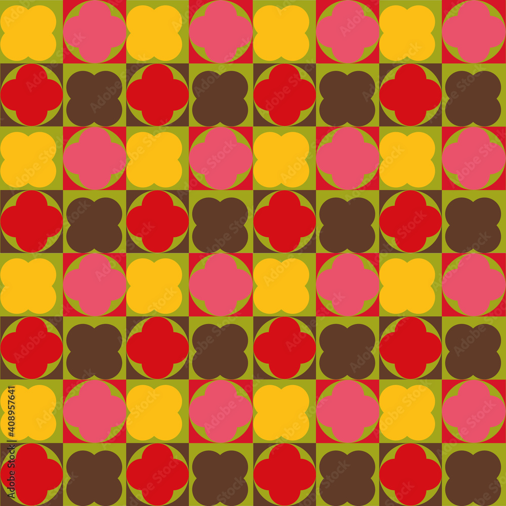 Poster warm retro colors seamless vector repeat pattern print background
