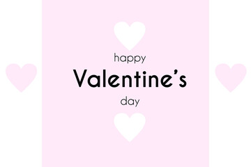 Happy Valentine's day greeting card. Typography minimalism greeting card with hearts.