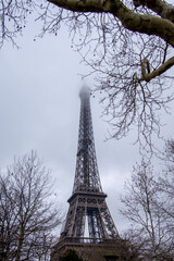 Eiffel Tower in the mist, Paris, France 