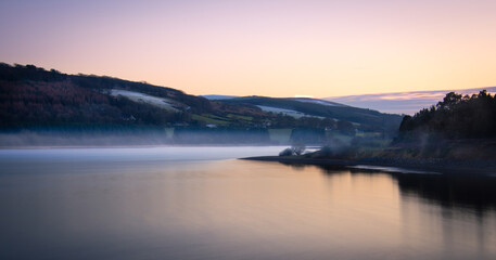 Misty lake sunset, Blessington Lakes, County Wicklow, Ireland