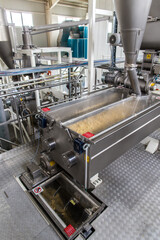 Modern mill inside, process of making flour from wheat