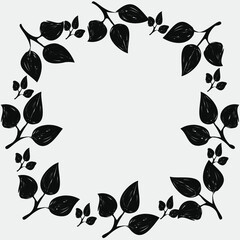 Fototapeta premium Backgrounds and frames from small painted leaves. Gold and black leaf rings. Vector isolated images.