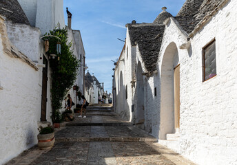  Trulli village in Alberobello, Italy. The style of construction is specific to the Murge area of the Italian region of Apulia (in Italian Puglia). 