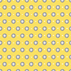 Seamless pattern with flowers and polka dot. Illuminating, Ultimate Grey