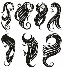 Obraz premium Beauty salon and spa vector logo. Woman Icon. Hair Vector