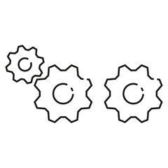 Mechanical gears for machinery. Thin line icons for web, applications and design. Minimalistic flat style.