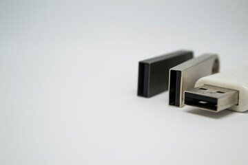 
Flash drives on a white background from large to small.