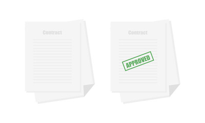 Office document. Contract approved. Vector flat illustration. Paper document page icon.