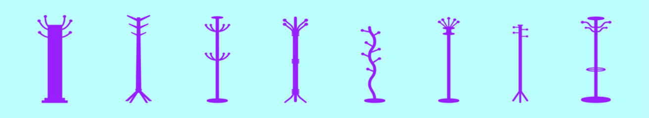 set of coat stand cartoon icon design template with various models. vector illustration isolated on blue background