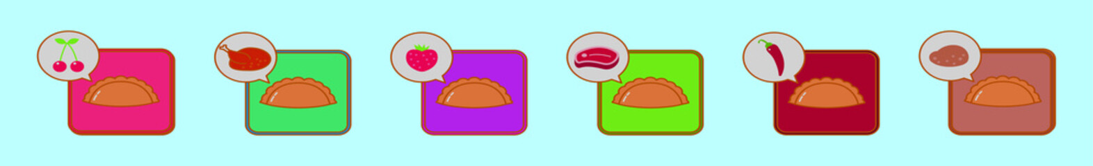 set of empanadas cartoon icon design template with various models. vector illustration isolated on blue background