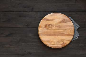 Empty round wooden platter