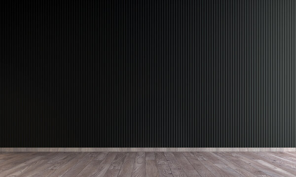 The mock up room interior design of empty living room and empty black wall pattern background, 3d rendering