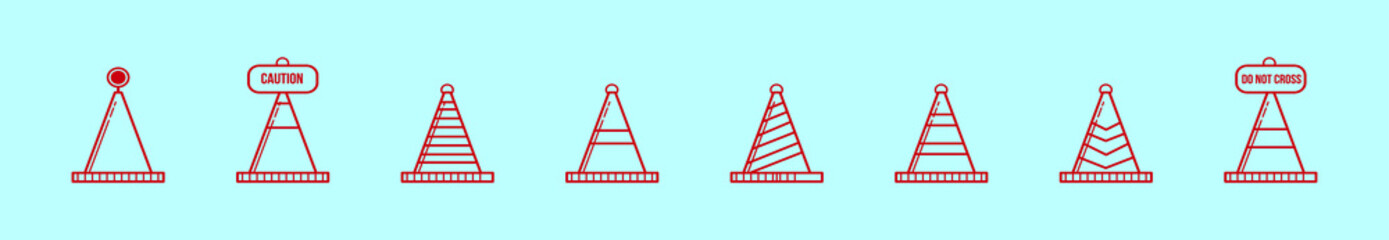 set of orange cone cartoon icon design template with various models. vector illustration isolated on blue background