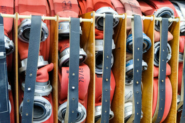 Fire service water hoses in the rescue vehicle