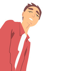 Young Man Looking at Camera from Above Vector Illustration