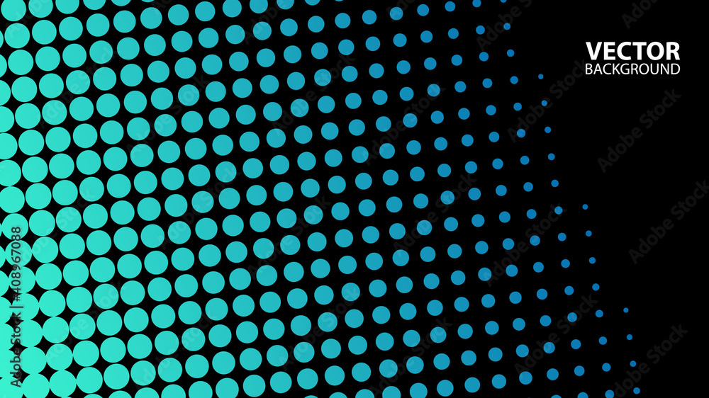 Poster Colorful gradient halftone banner for your graphic design. Color halftone background with dots pattern. Vector illustration.