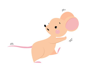 Cute Mouse with Pointed Snout and Rounded Ears Running and Escaping from Someone Vector Illustration