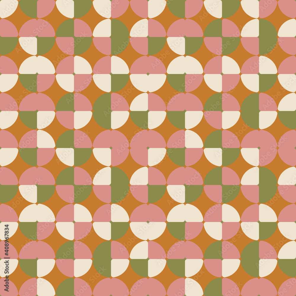 Poster geometric seamless pattern. vector background with simple shapes like semi cirles and squares in neu