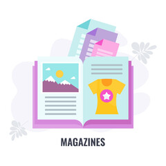 6 key elements of traditional marketing. Flat vector illustration.