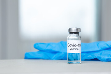 Medicine vial. Vacctination session against coronavirus Covid-19 and immunity improvement