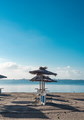 Closed beach in Mar Menor without tourist