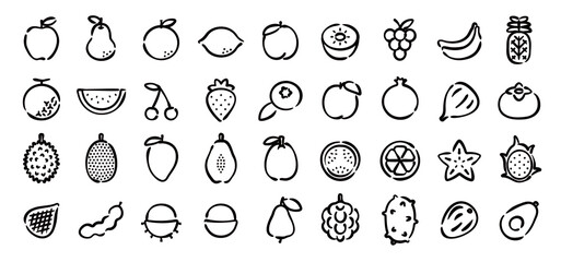 Fruits Icon Set (Hand-drawn line version)