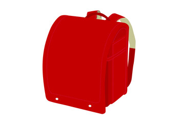 赤色のランドセルのイラスト