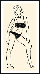 Life human sketch. Vector poster. Living room poster, wall decoration poster