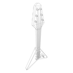 Electric guitar musical instrument. Wireframe low poly mesh vector illustration.