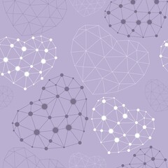 Seamless pattern with heart made of connected dots