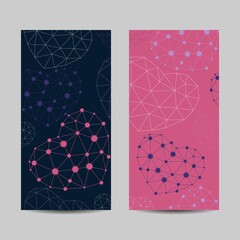 Set of vertical banners with abstract hearts