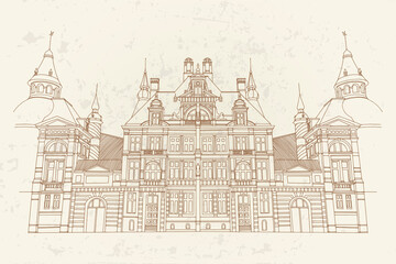 Vector sketch of The National Bank of Belgium, Antwerpen.