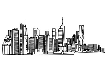 Naklejka premium New York Skyline. Vector sketch.