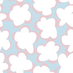 Sky Blue Floral Brush strokes Seamless Pattern Background