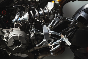 Black speed bike fragment, engine and transmission