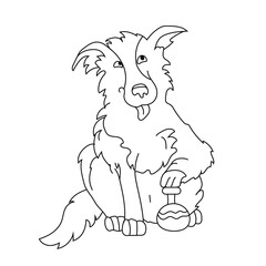 Dog with a flask. Scientist. The science. Vector illustration