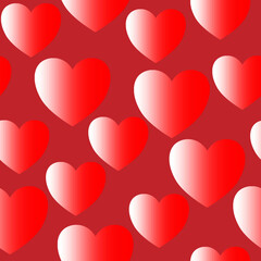 Seamless pattern of abstract hearts on a pink background for textiles.