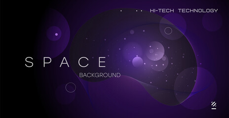 Abstract space background with the image of the planets, geometric shapes background. Futuristic space, modern bright background.