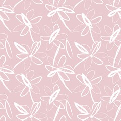 Pink Floral Brush strokes Seamless Pattern Background