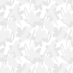 White Floral Brush strokes Seamless Pattern Background