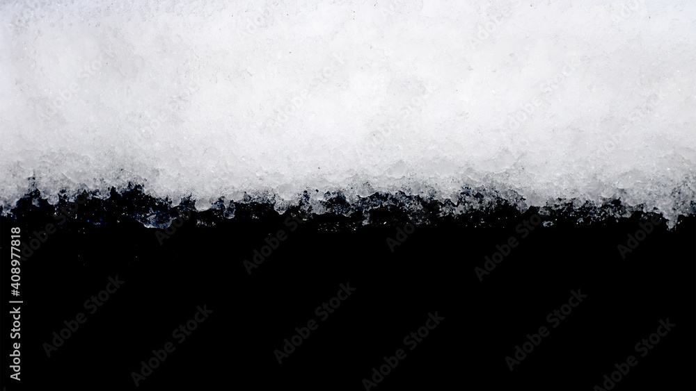 Poster snow isolated on black background. winter elements for design