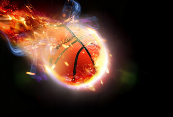 Ball for playing basketball game on dark background