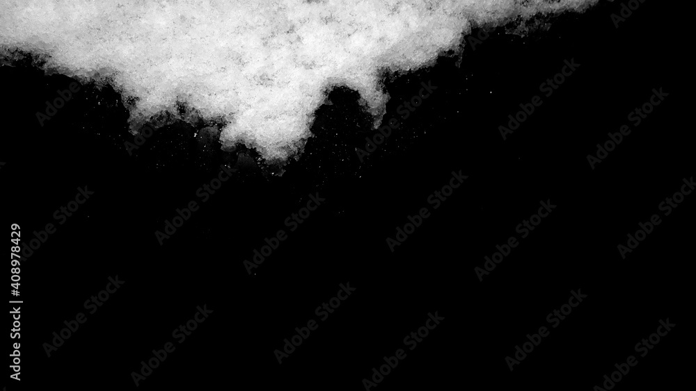 Poster snow isolated on black background. winter elements for design