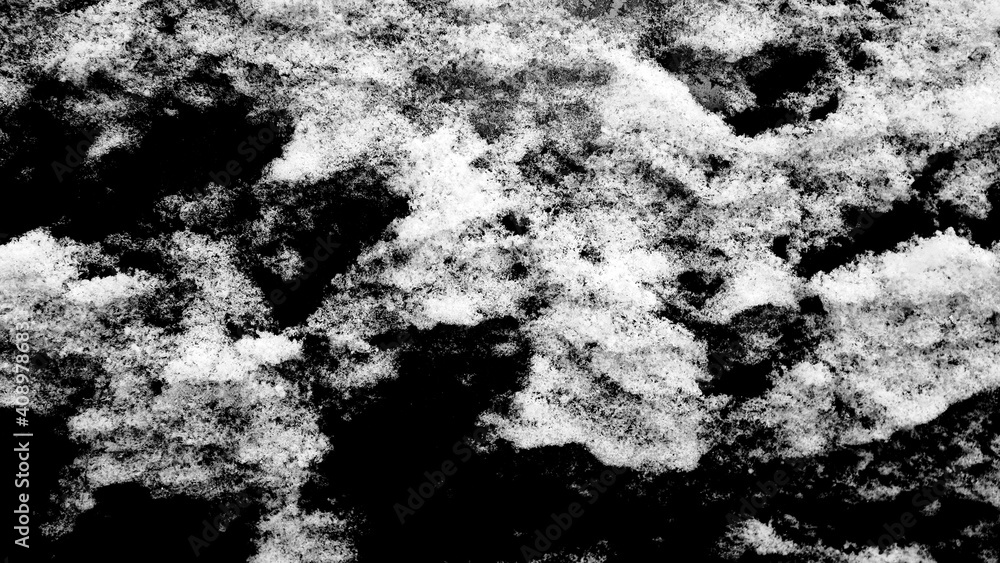 Poster snow isolated on black background. winter elements for design